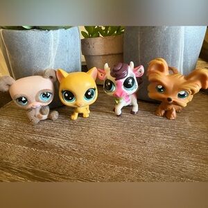 LPS Littlest Pet Shop lot of 4 /dog / cat / panda / cow